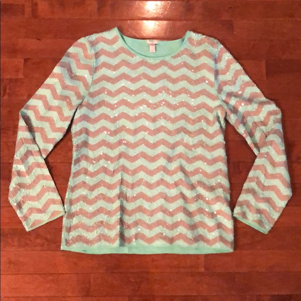 J CREW sequin chevron long sleeve